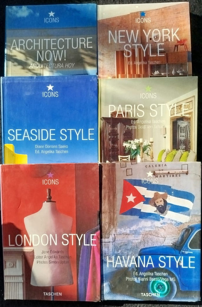 Coleccion Icons de Taschen: London Style, Seaside Style, Architecture Now, Havana Style,Paris Styles y New York Style.