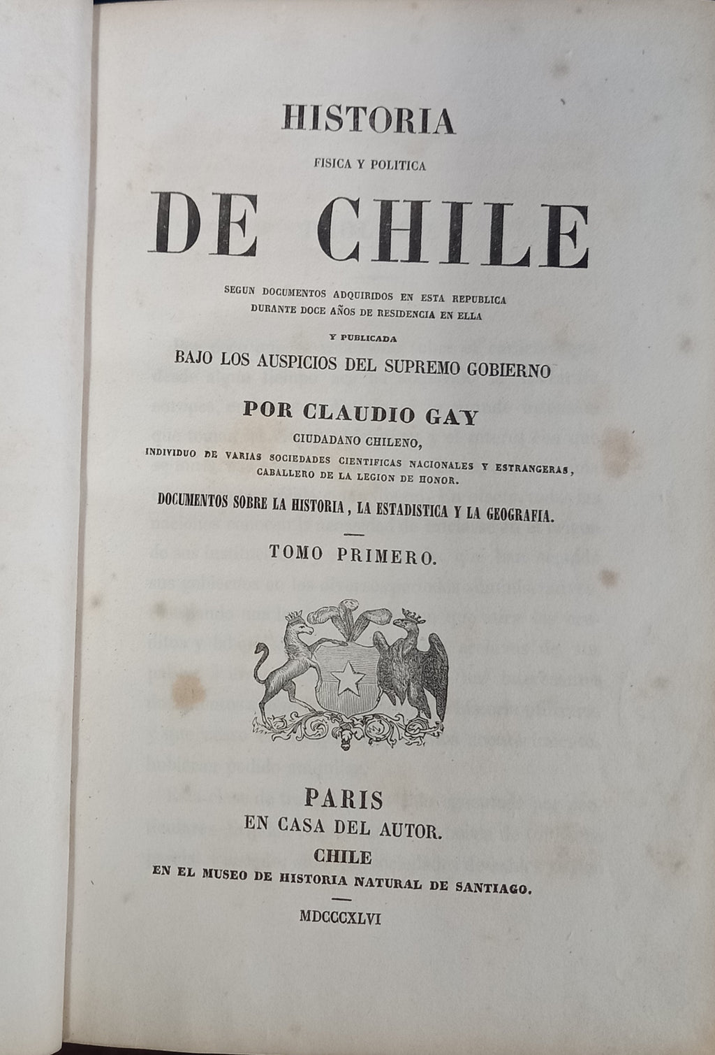 Historia fisica y politica de Chile